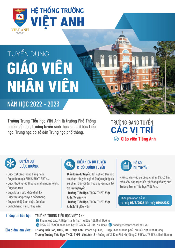 Thông báo tuyển dụng - Việt Anh School
